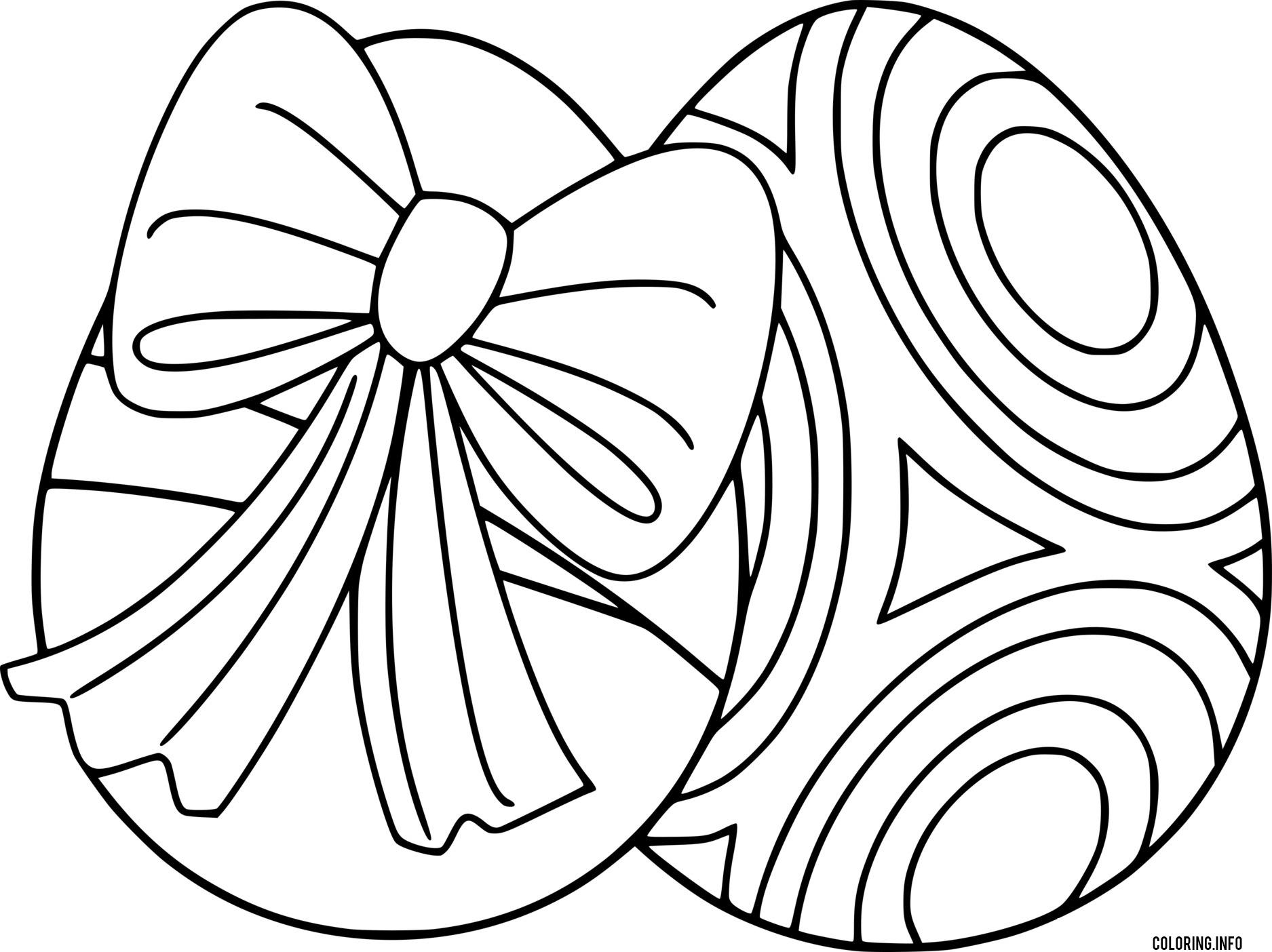 Two Easter Eggs With Curve And Bowknot coloring