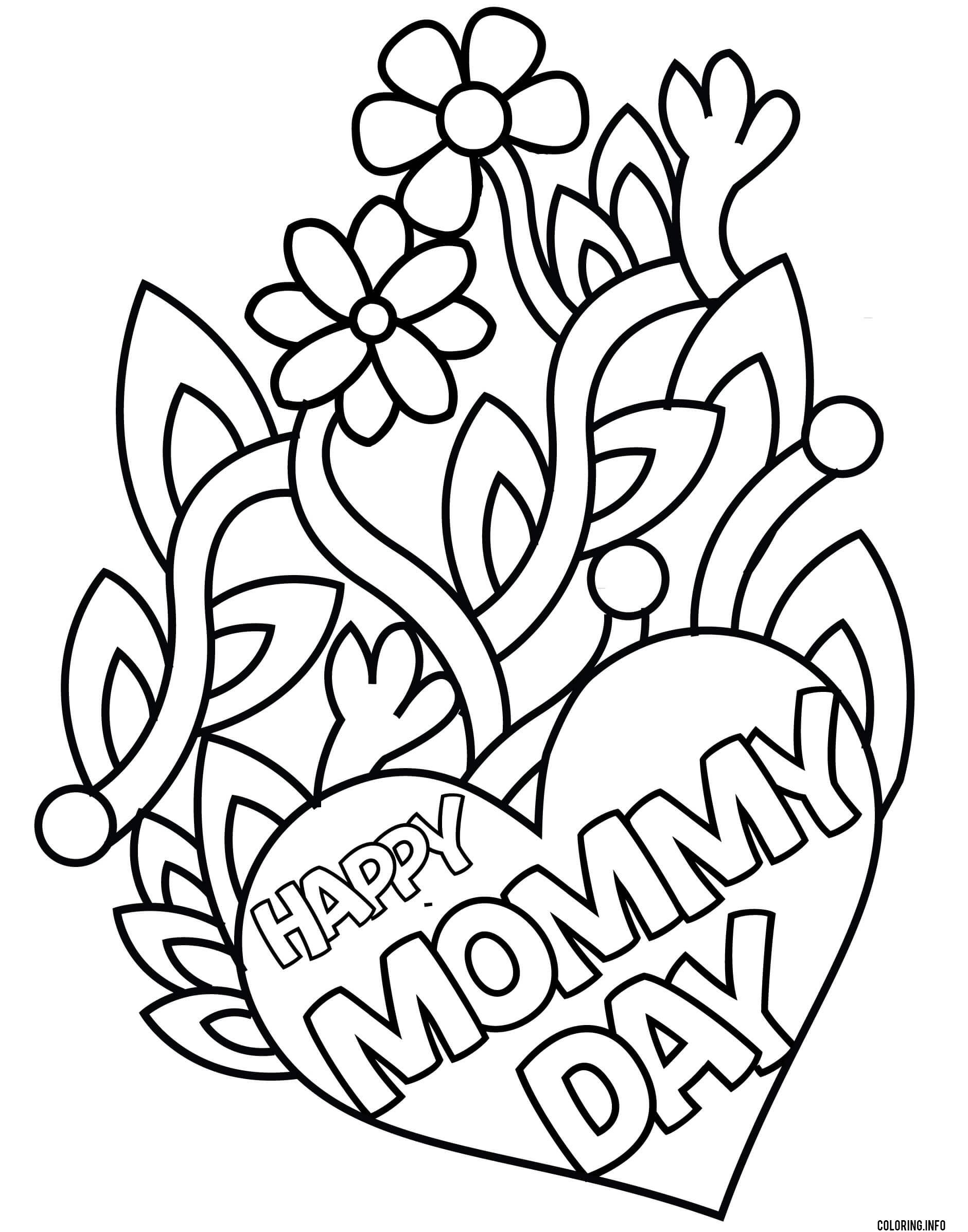 Happy Mothers Day Flowers Kids coloring