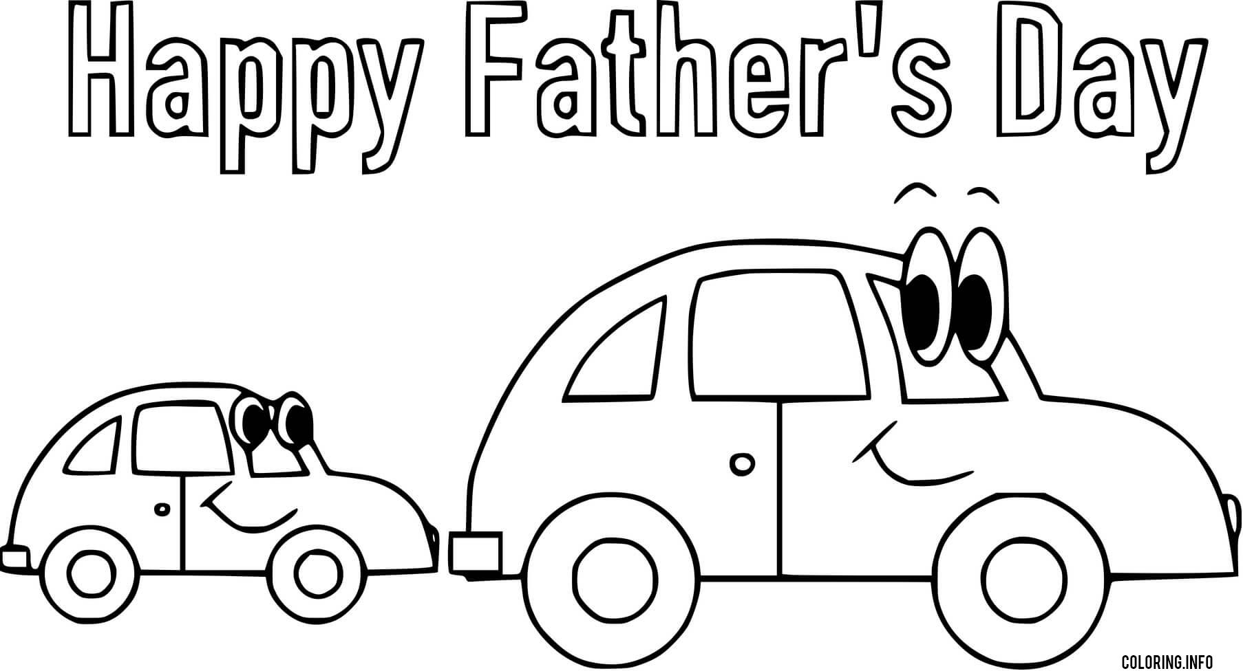 Happy Fathers Day And Two Cars coloring