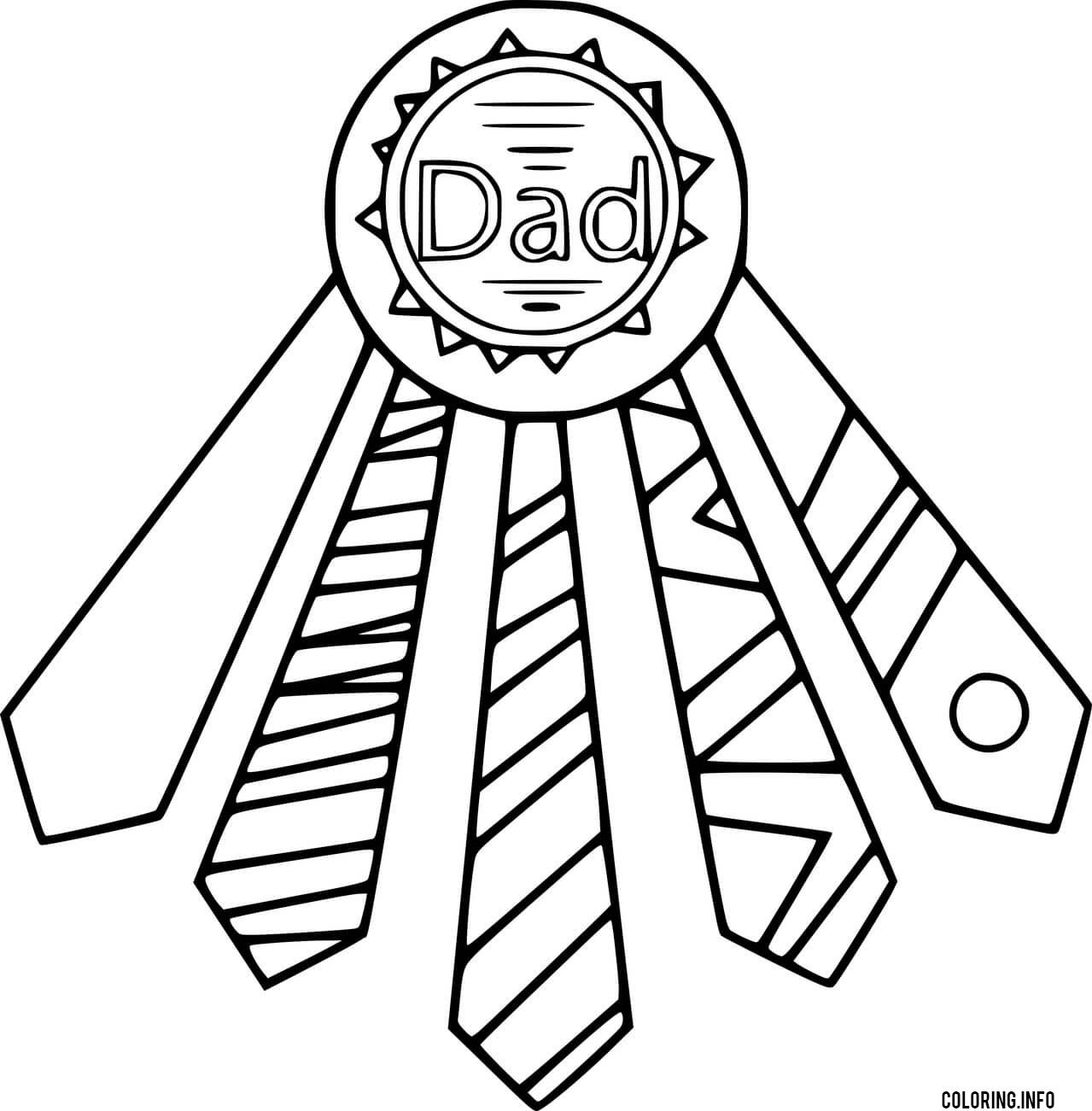 Dad Badge And Five Tie coloring