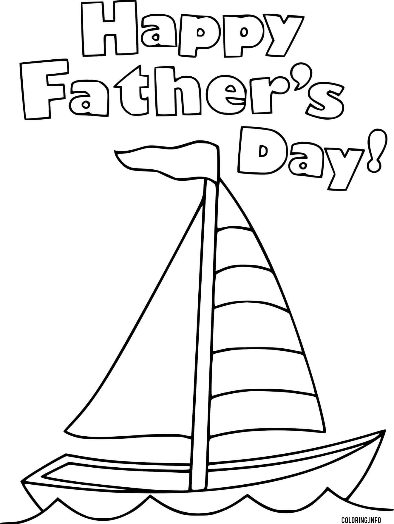 Happy Fathers Day And A Sailboat coloring