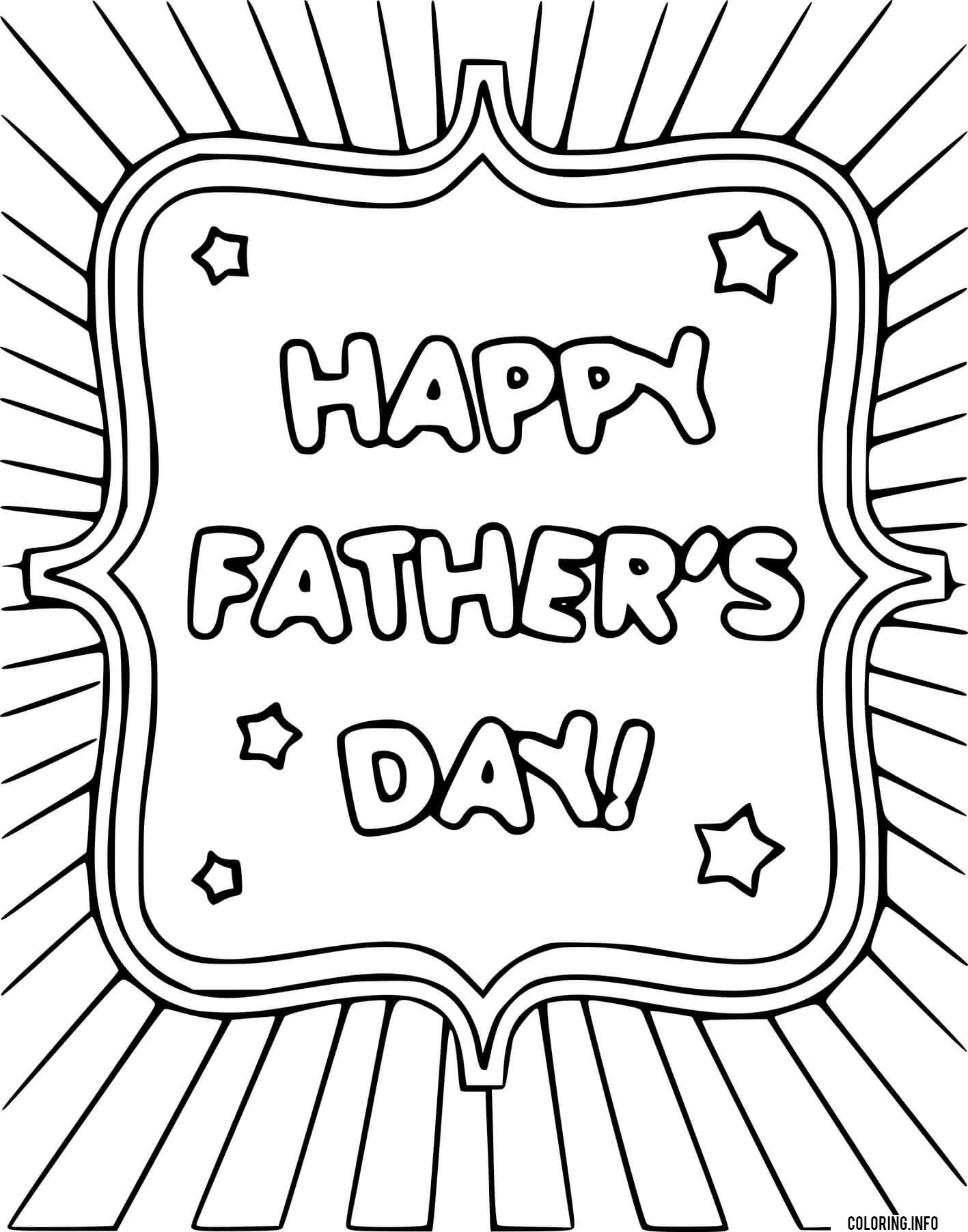 Happy Fathers Day With Stars coloring