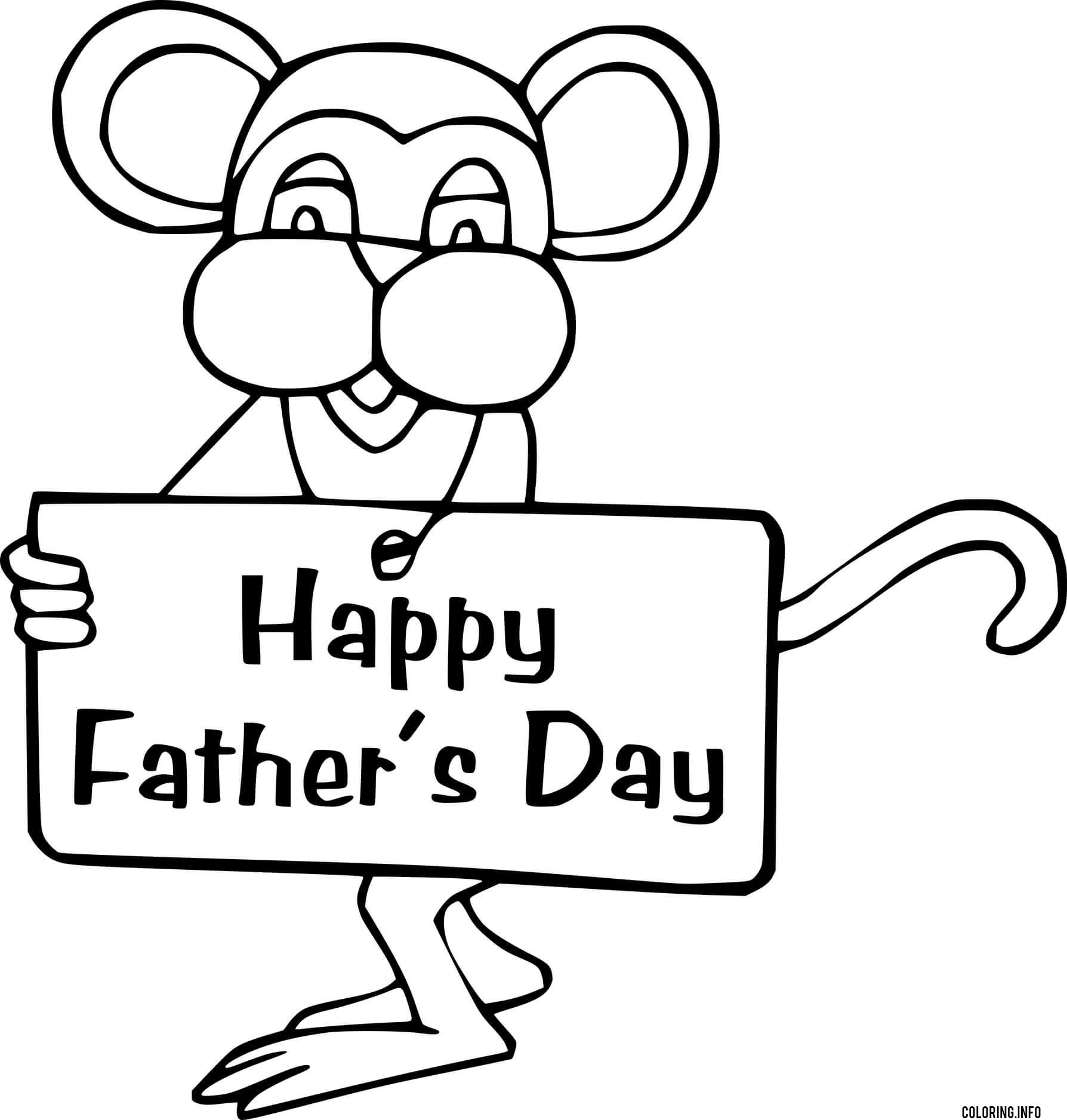 Monkey Wishes Happy Fathers Day coloring