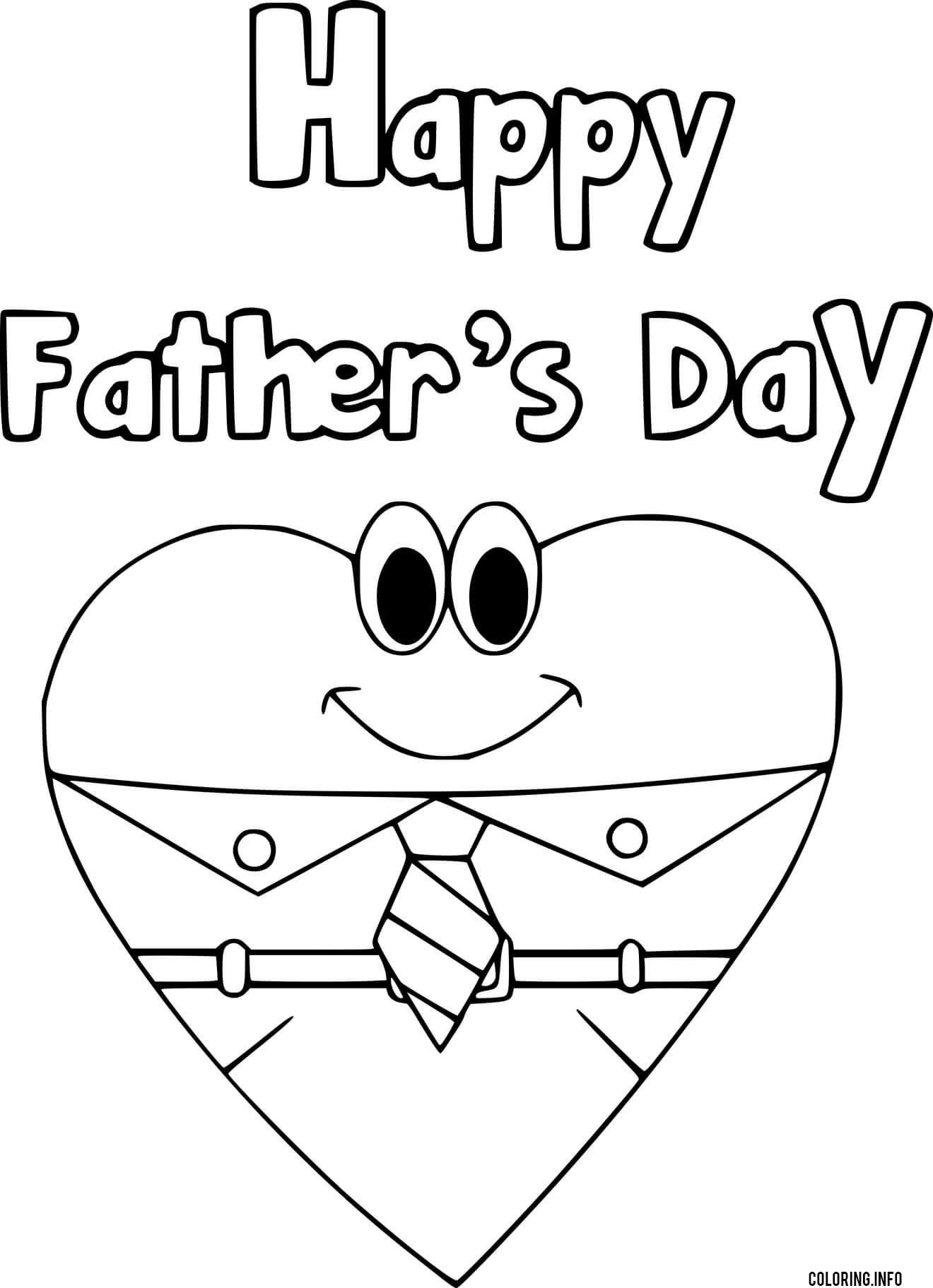 Happy Fathers Day And A Heart With Tie coloring