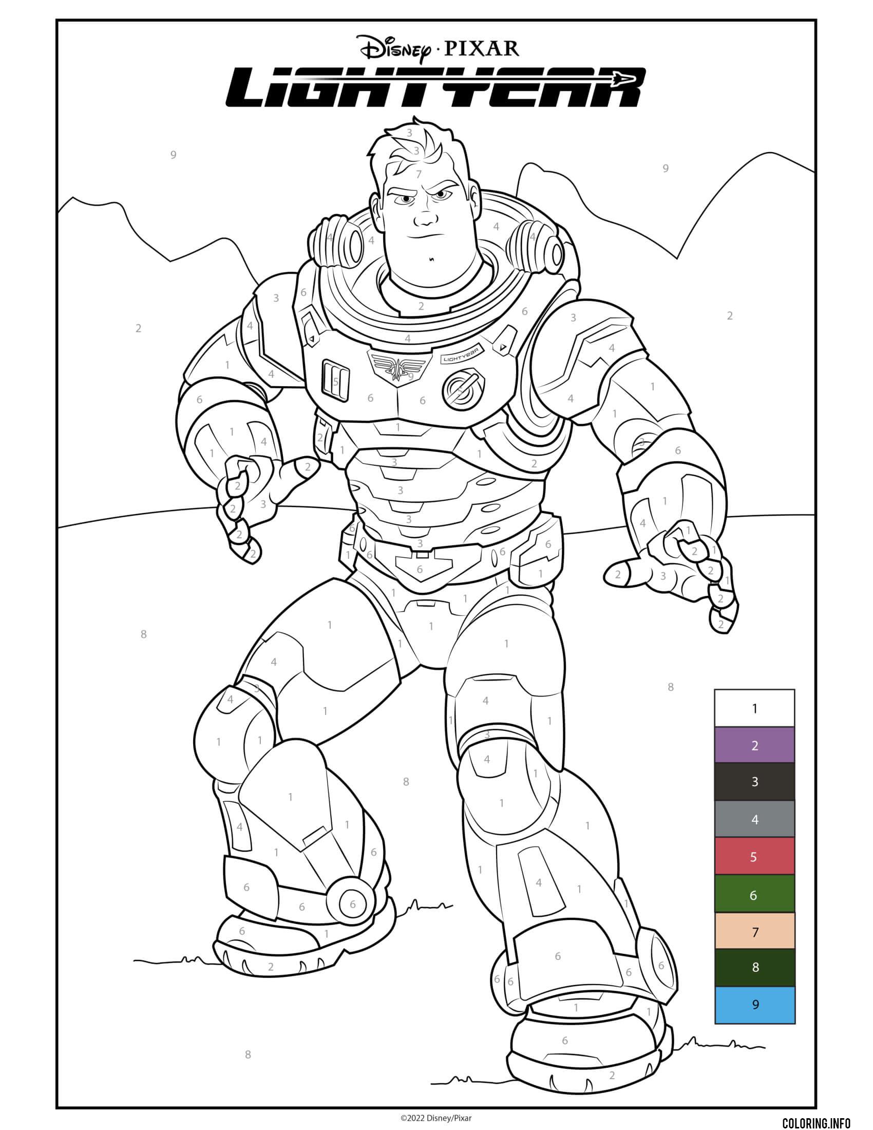 Color By Numbers Buzz Lightyear coloring