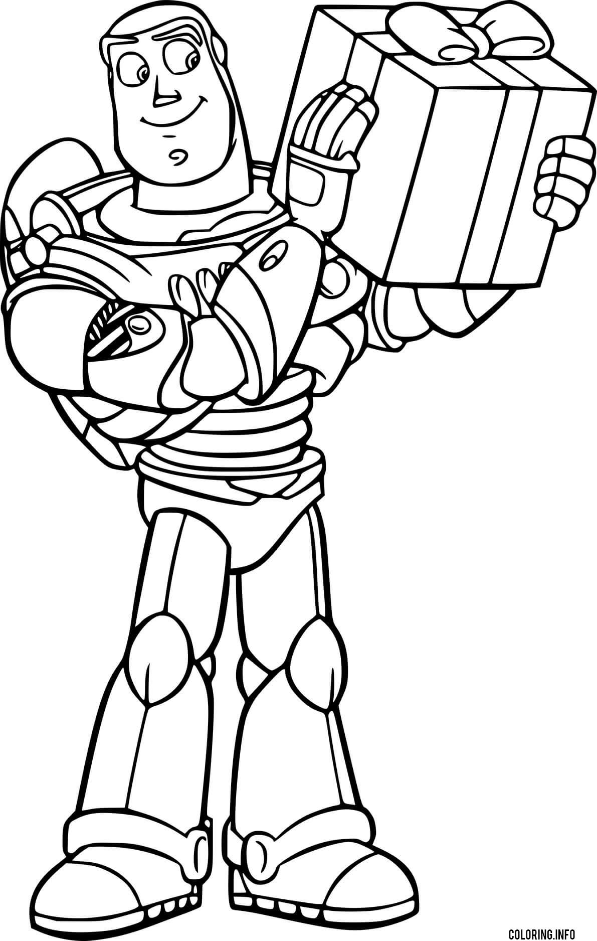 Buzz Lightyear Holds A Gift coloring