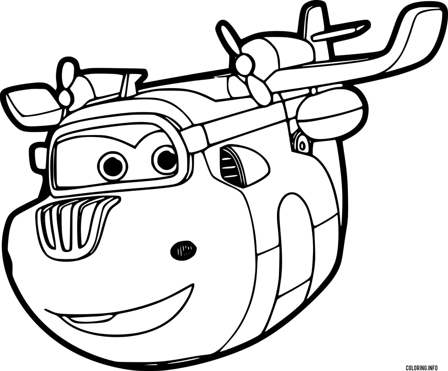 Airplane Donnie From Super Wings coloring