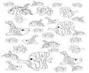 Printable adult little fishes coloring pages