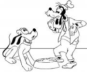 Printable disney goofy and pluto dff1 coloring pages