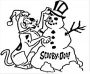 Printable scooby making snow man scooby doo 1041 coloring pages