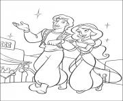 Printable aladdin and jasmine walking down town disney coloring pages3635 coloring pages