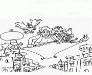 Printable aladdin and jasmine flying on the city disney coloring pagesc099 coloring pages