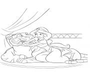 Printable jasmine licked by her tiger disney princess s017d coloring pages