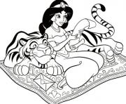 Printable jasmine laying on her pet disney princess s7e43 coloring pages