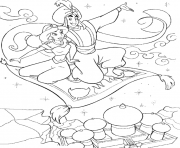 Printable aladdin taking jasmine on flying carpet disney princess coloring pages7f64 coloring pages