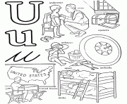 Printable u words alphabet s free1ad3 coloring pages