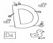free letter d for duck printable alphabet s047b