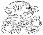 Printable cat that loves flower animal sdd7e coloring pages