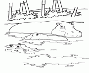 Printable hippo in the water african animal sfc14 coloring pages