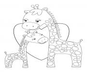 Printable mommy giraffe and kid animal s76fd coloring pages