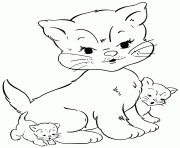 Printable little kitty and mother animal s9a0c coloring pages