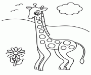 Printable giraffe and a flower animal se8a1 coloring pages