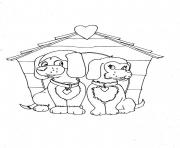 Printable dogs in love animal s204f coloring pages