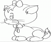 Printable little cat with ribbon animal s6b81 coloring pages