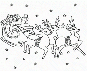 Printable santa flying with reindeer sded7 coloring pages