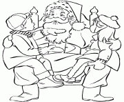 Printable kids and santa claus d429 coloring pages