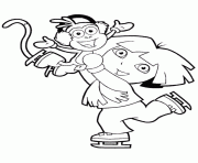 Printable dora and boots play ice skating winter s for kids56e8 coloring pages