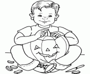 Printable kid carving halloween pumpkin coloring sheets printable051c coloring pages