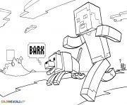 Printable minecraft coloring kids with dog coloring pages