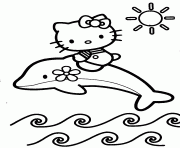 Printable hello kitty with dolphine 91b5 coloring pages
