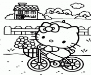 Printable hello kitty riding bicycle ef46 coloring pages
