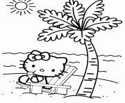 Printable hello kitty enjoying summer4010 coloring pages