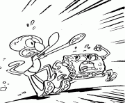 spongebob and squidward running coloring pagecc63