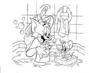 Printable tom and jerry having bath togetherf076 coloring pages