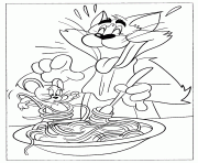 Printable tom and jerry having pasta 4b70 coloring pages