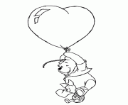 Printable winnie and piglet flying with heart balloon valentine 6522 coloring pages