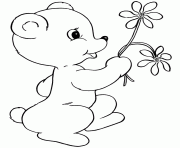 Printable little bear with flowers valentines s4c58 coloring pages
