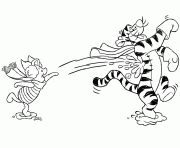 Printable tigger and piglet playing snow winter sf66c coloring pages