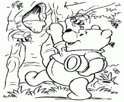 Printable pooh saving honey in a tree pagecdbc coloring pages