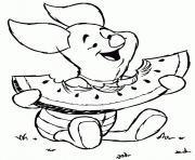 Printable piglet having watermelon winnie the pooh pagesf452 coloring pages