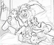 Printable belle and beast sketch disney princess 095d coloring pages