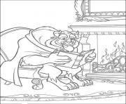 Printable beast reading by the fire disney princess 6dc2 coloring pages