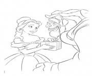 Printable belle gives beast present disney princess 8d8e coloring pages