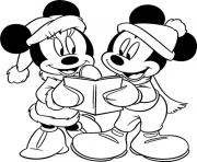 Printable minnie and mickey reading a book disney a129 coloring pages