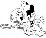 Printable mickey with a rope as cowboy disney ecb3 coloring pages
