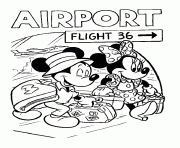 Printable mickey and minnie in airport disney 370e coloring pages